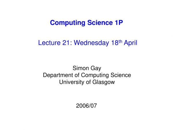 Computing Science 1P
