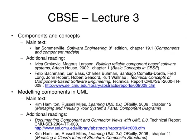 CBSE – Lecture 3