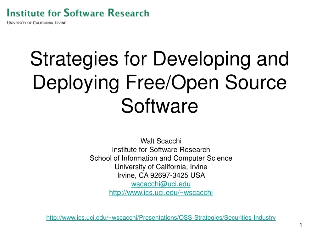 strategies for developing and deploying free open source software