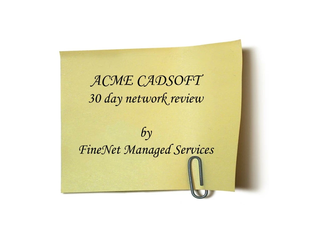 acme cadsoft 30 day network review by finenet managed services