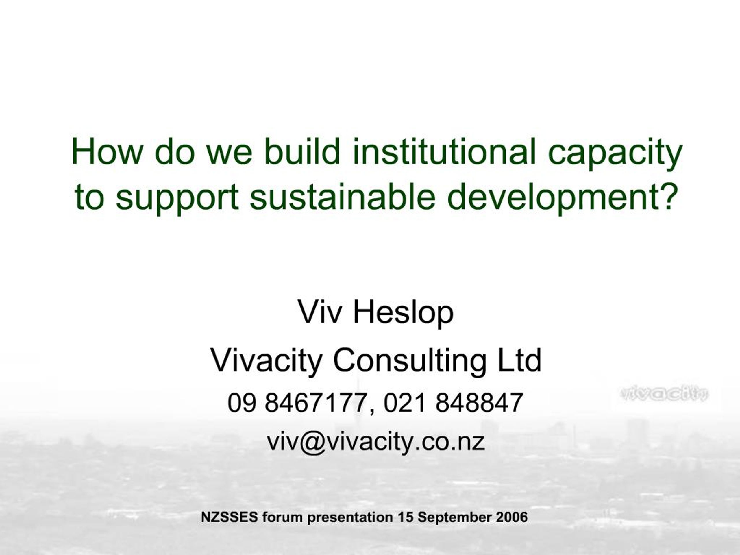 PPT - Building Institutional Capacity for Sustainable Development ...