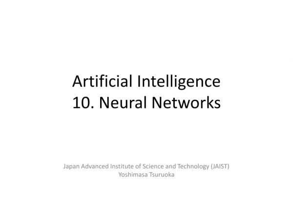 Artificial Intelligence 10. Neural Networks