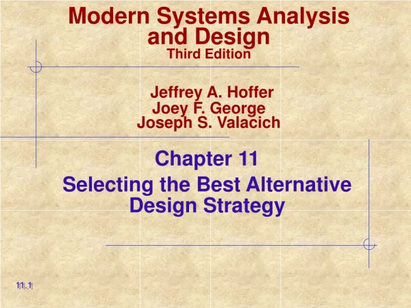 Chapter 11 Selecting the Best Alternative Design Strategy