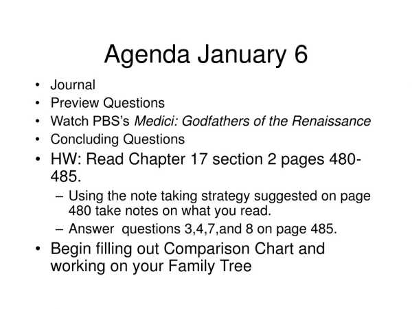Agenda January 6