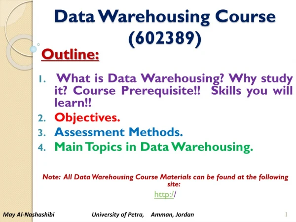Data Warehousing Course ( 602389 )