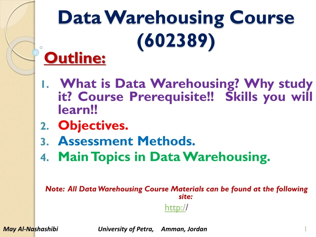 data warehousing course 602389