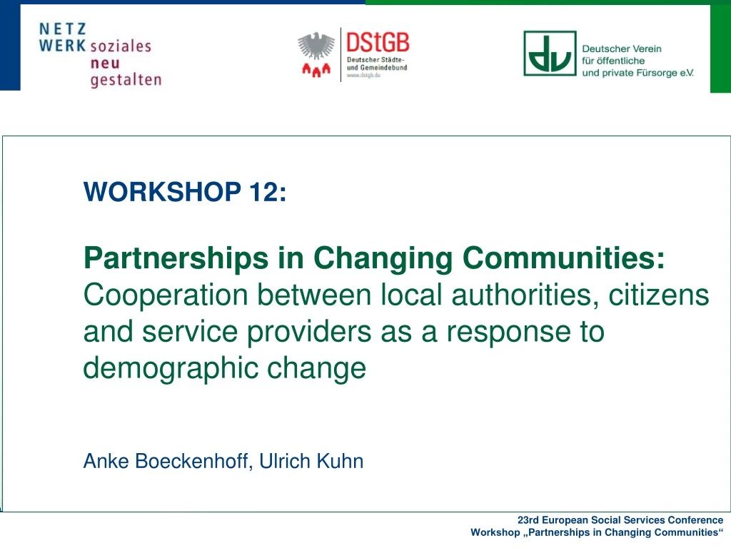 workshop 12 partnerships in changing communities