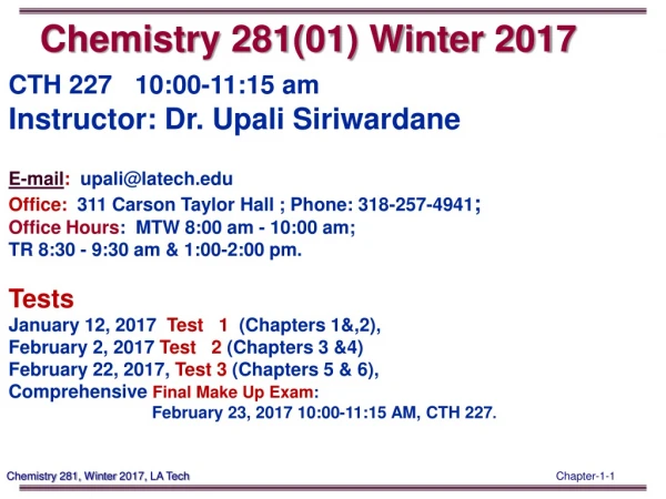 Chemistry 281(01) Winter 2017