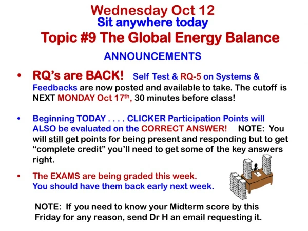 Sit anywhere today Topic #9 The Global Energy Balance