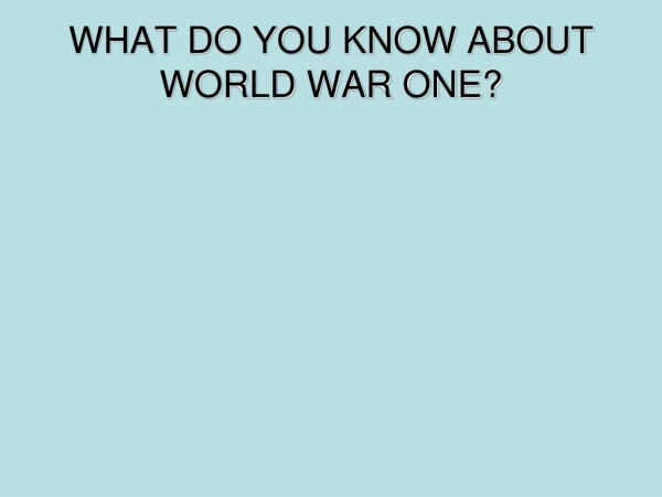 WHAT DO YOU KNOW ABOUT WORLD WAR ONE?