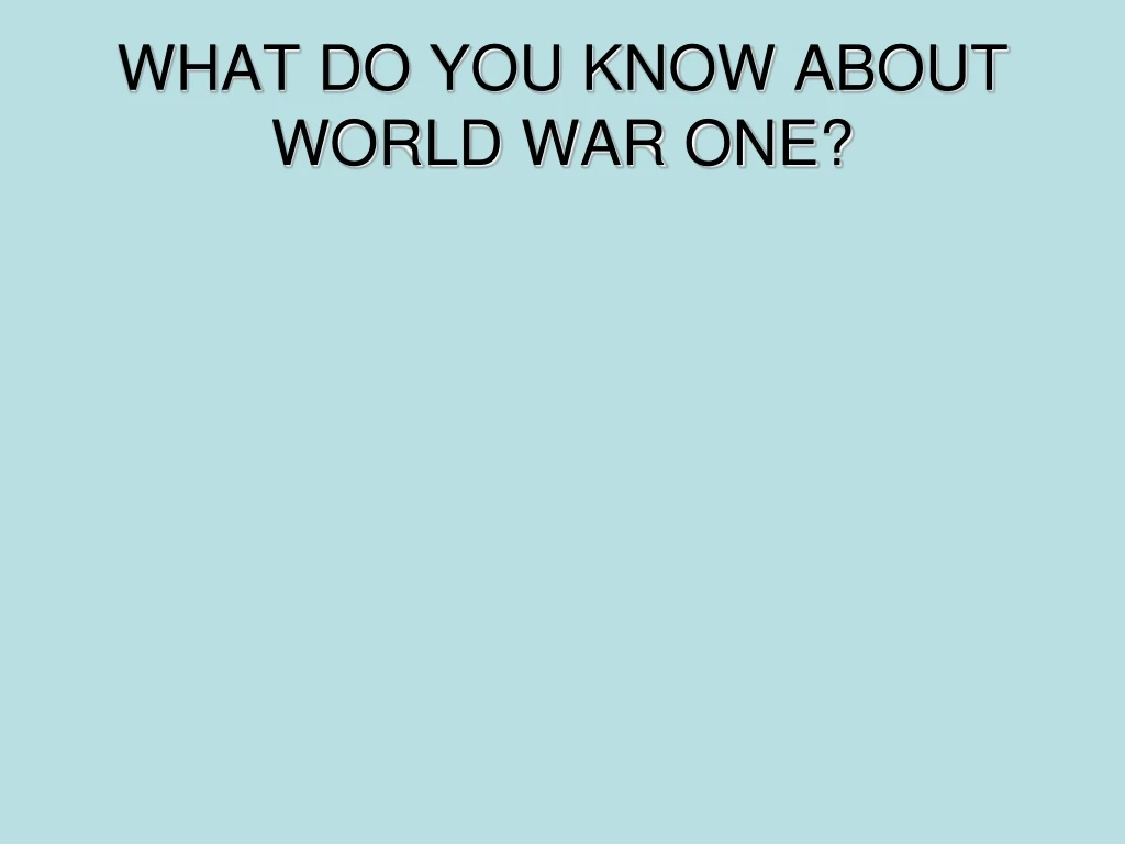 what do you know about world war one