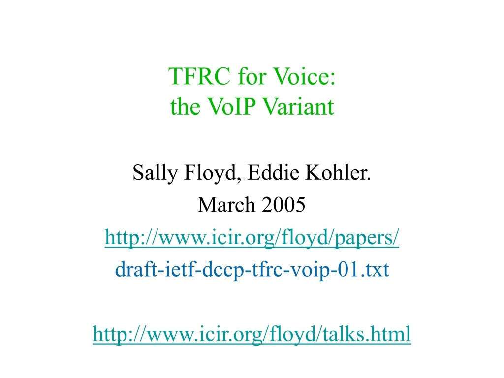 tfrc for voice the voip variant