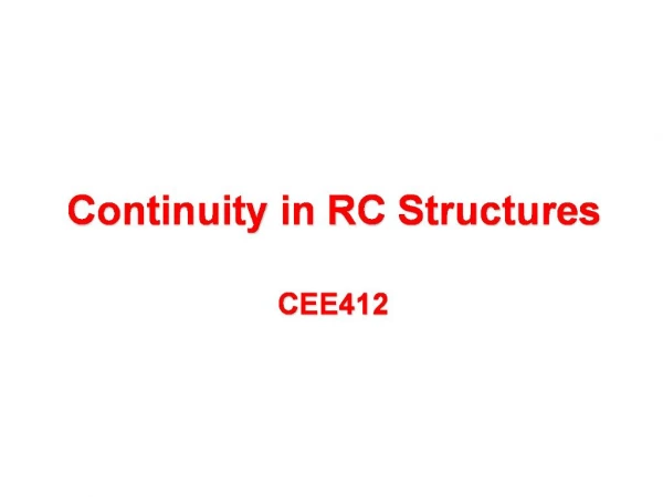 Continuity in RC Structures