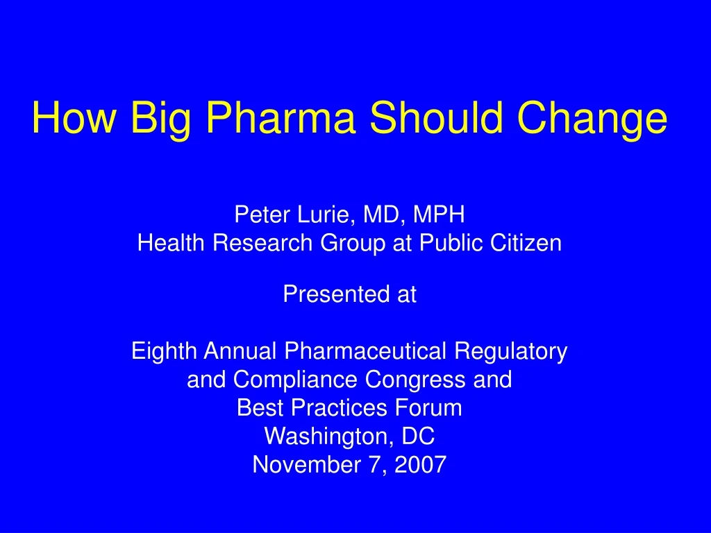 how big pharma should change