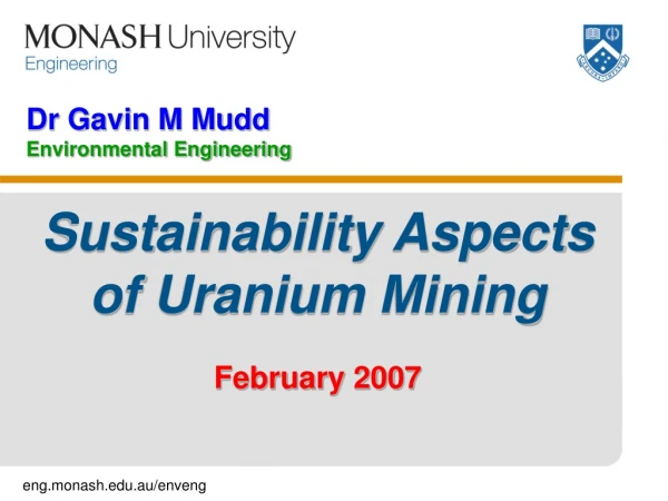 Dr Gavin M Mudd Environmental Engineering