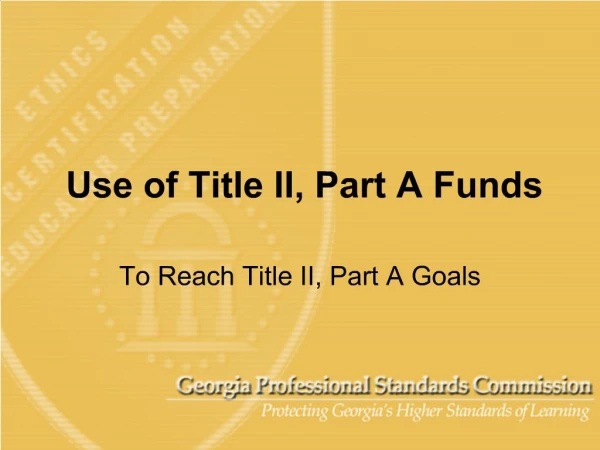 Use of Title II, Part A Funds