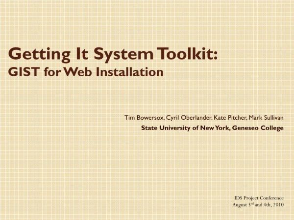Getting It System Toolkit:  GIST for Web Installation