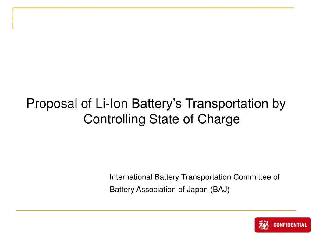 proposal of li ion battery s transportation