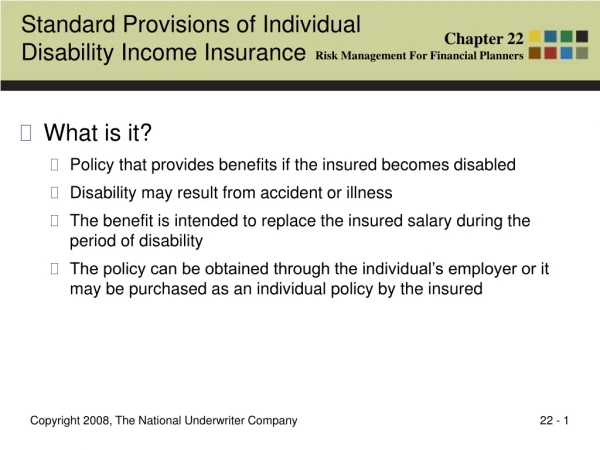 Standard Provisions of Individual Disability Income Insurance