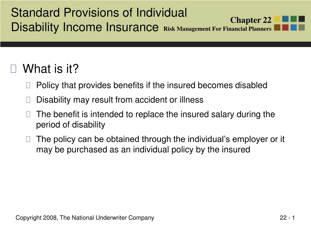 standard provisions of individual disability