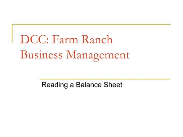 DCC: Farm Ranch Business Management