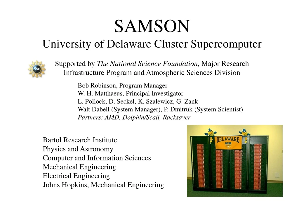 samson university of delaware cluster supercomputer