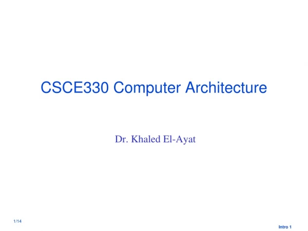 CSCE330 Computer Architecture