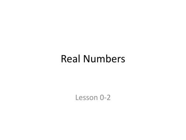 Real Numbers