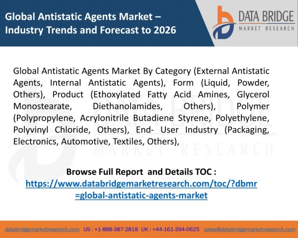 Global Antistatic Agents Market – Industry Trends and Forecast to 2026