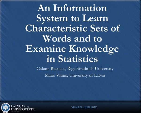 An Information System to Learn Characteristic Sets of Words and to Examine Knowledge in Statistics