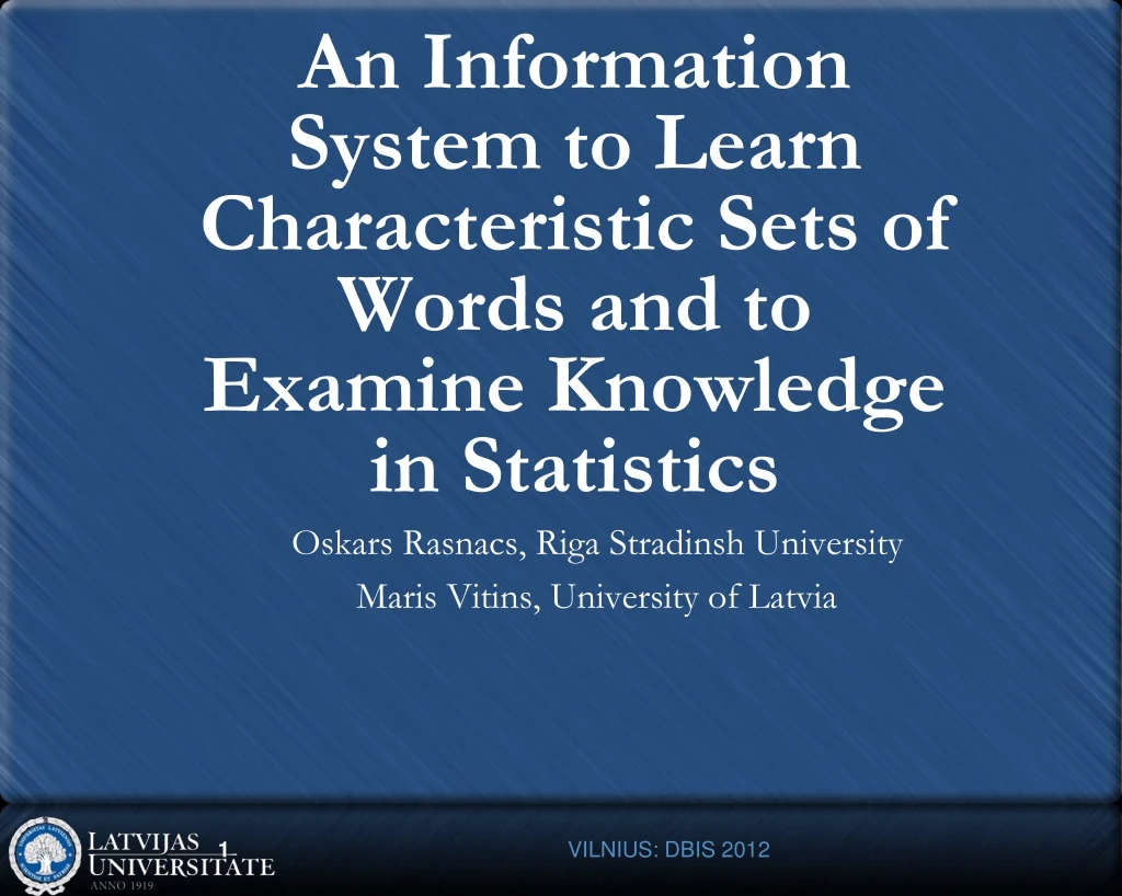 an information system to learn characteristic sets of words and to examine knowledge in statistics