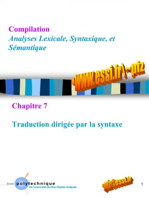 Compilation Analyses Lexicale, Syntaxique, et S mantique