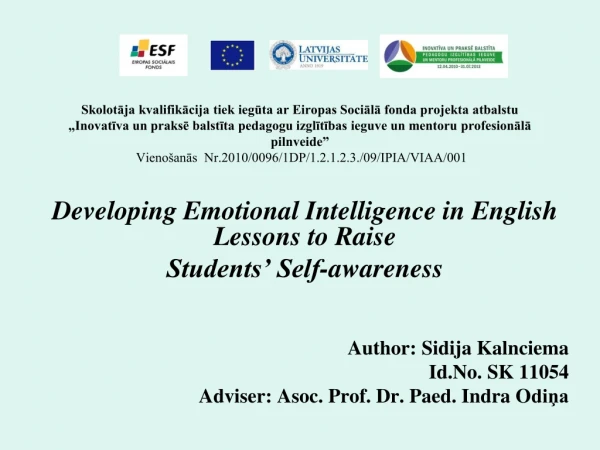 Developing Emotional Intelligence in English Lessons to Raise Students’ Self-awareness