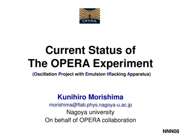 Current Status of The OPERA Experiment
