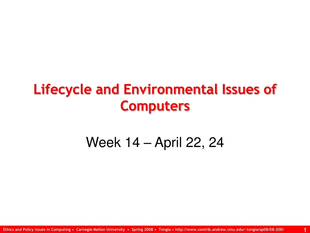 lifecycle and environmental issues of computers