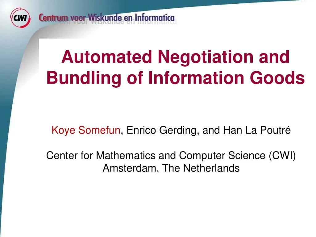 automated negotiation and bundling of information goods