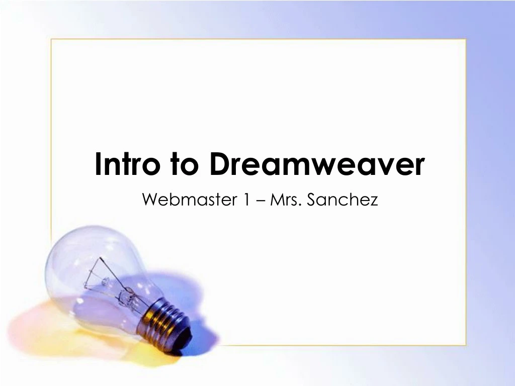 intro to dreamweaver