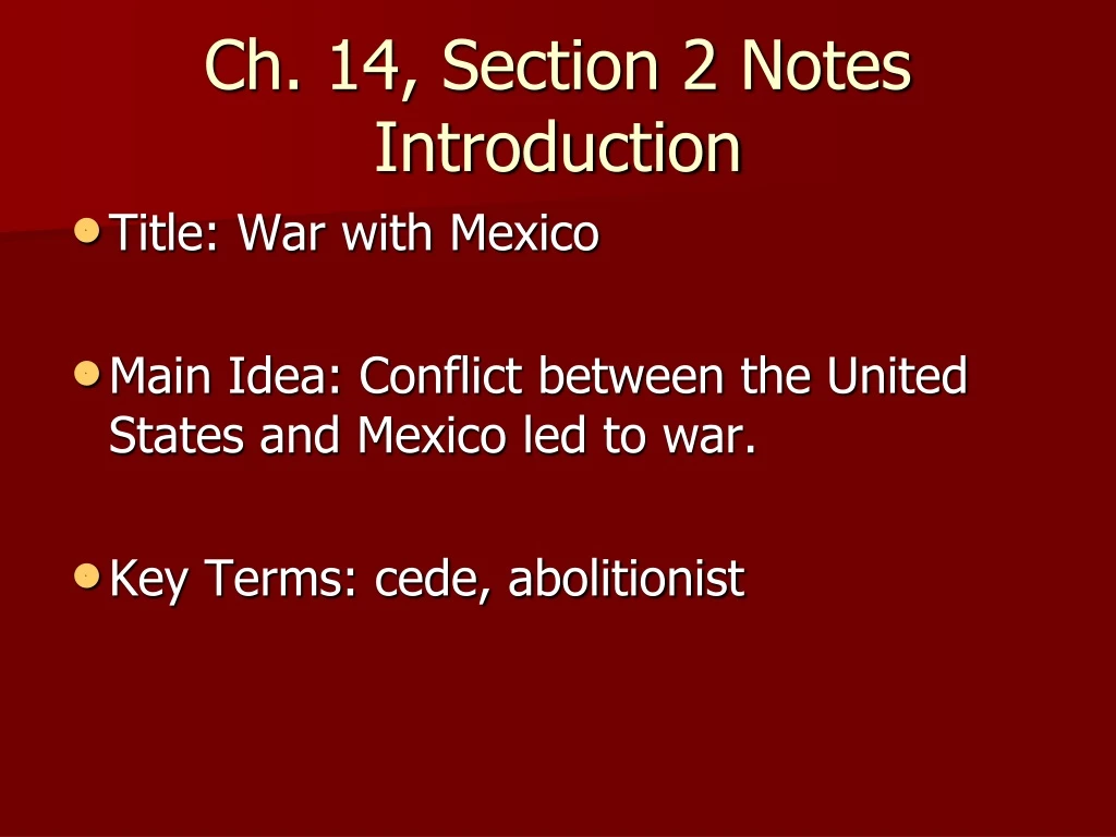 ch 14 section 2 notes introduction