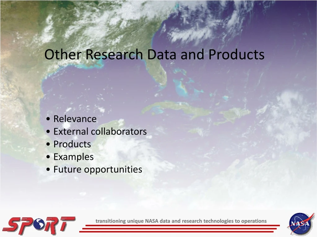 other research data and products