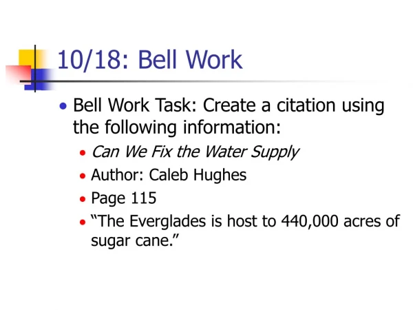 10/18: Bell Work