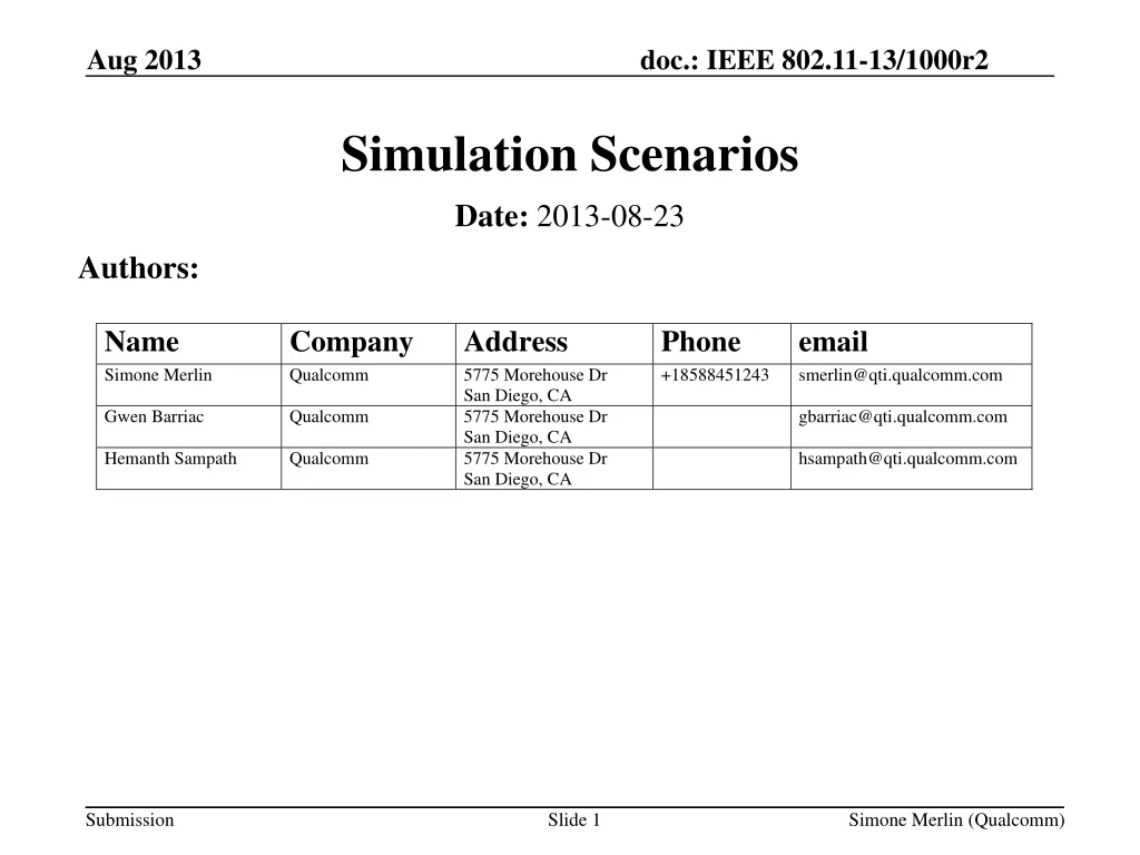 simulation scenarios