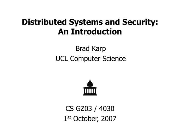 Distributed Systems and Security: An Introduction