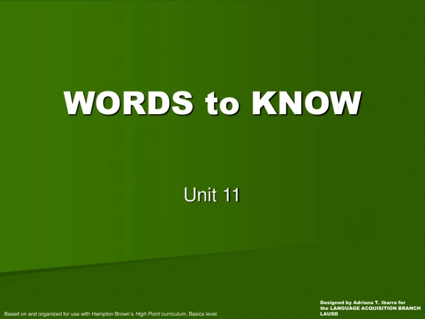 WORDS to KNOW