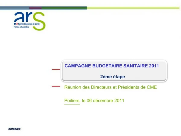 R union des Directeurs et Pr sidents de CME Poitiers, le 06 d cembre 2011