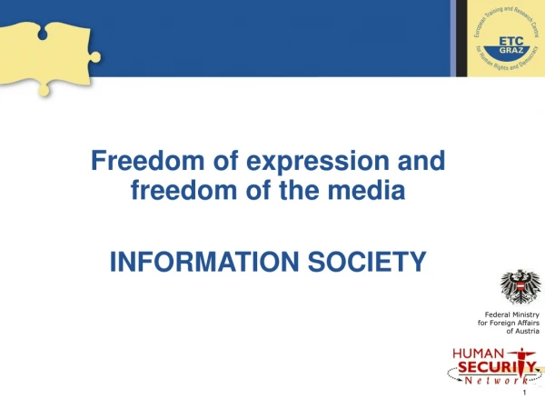 Freedom of expression and freedom of the media INFORMATION SOCIETY