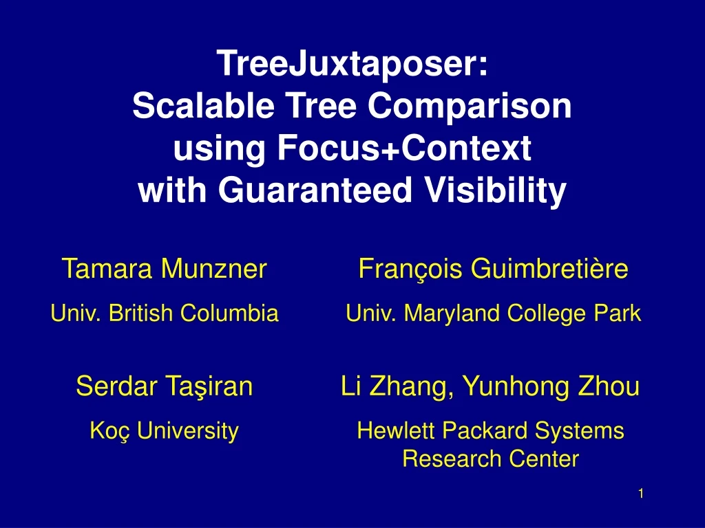 treejuxtaposer scalable tree comparison using focus context with guaranteed visibility
