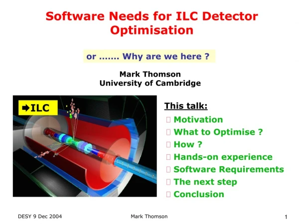 Software Needs for ILC Detector Optimisation