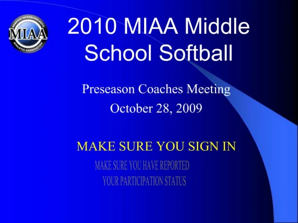 2010 MIAA Middle School Softball