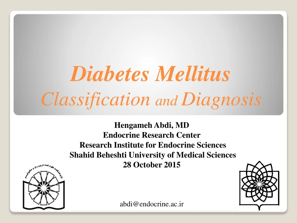 diabetes mellitus classification and diagnosis