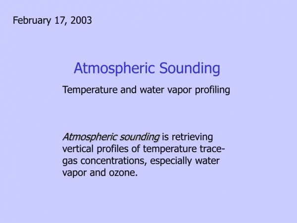 Atmospheric Sounding